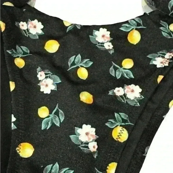 🎉Host Pick Victoria's Secret itsy ruffle bikini BOTTOM black lemon floral Small - Picture 4 of 10